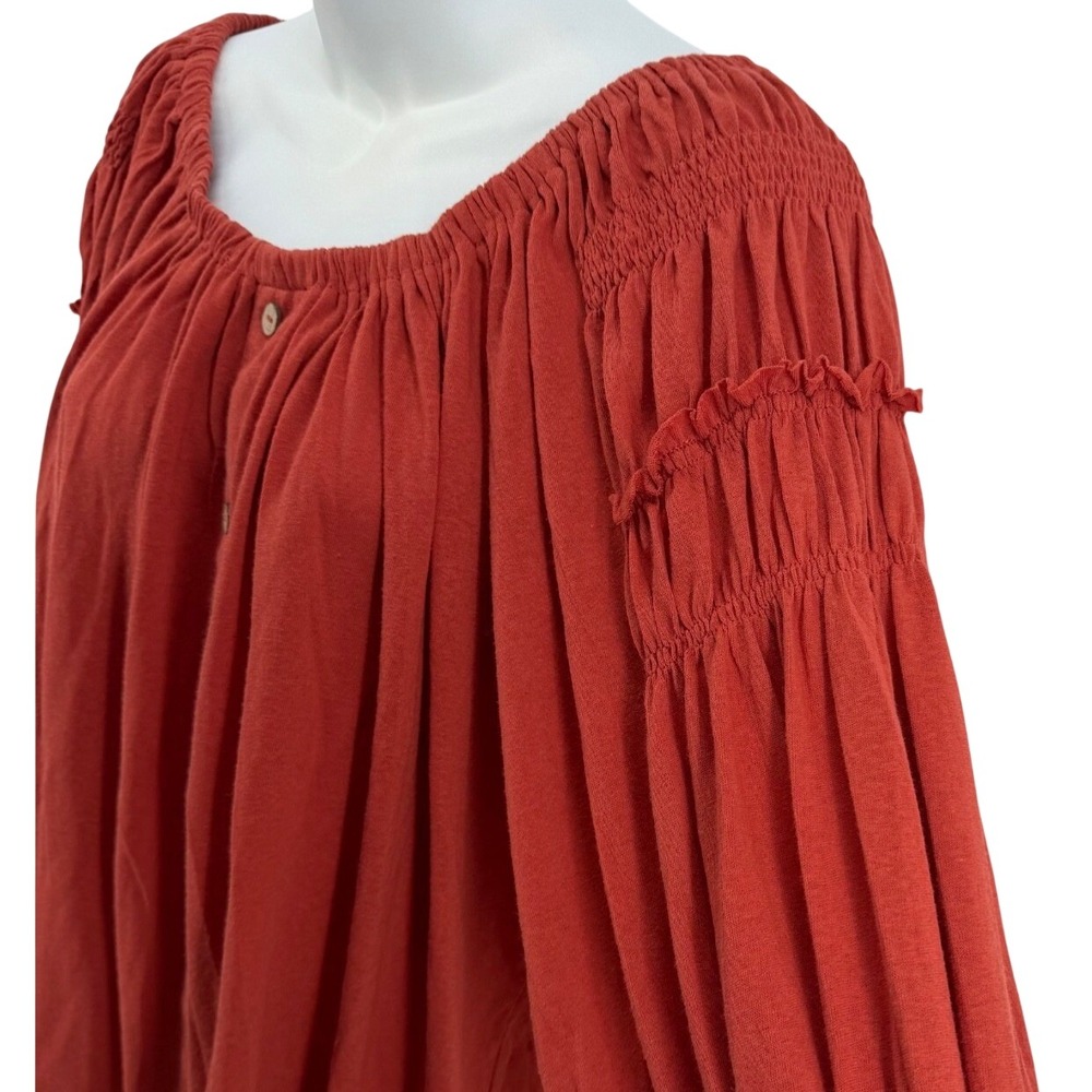 Easel Boho 100% Cotton Peasant Blouse Large Rust Cottagecore